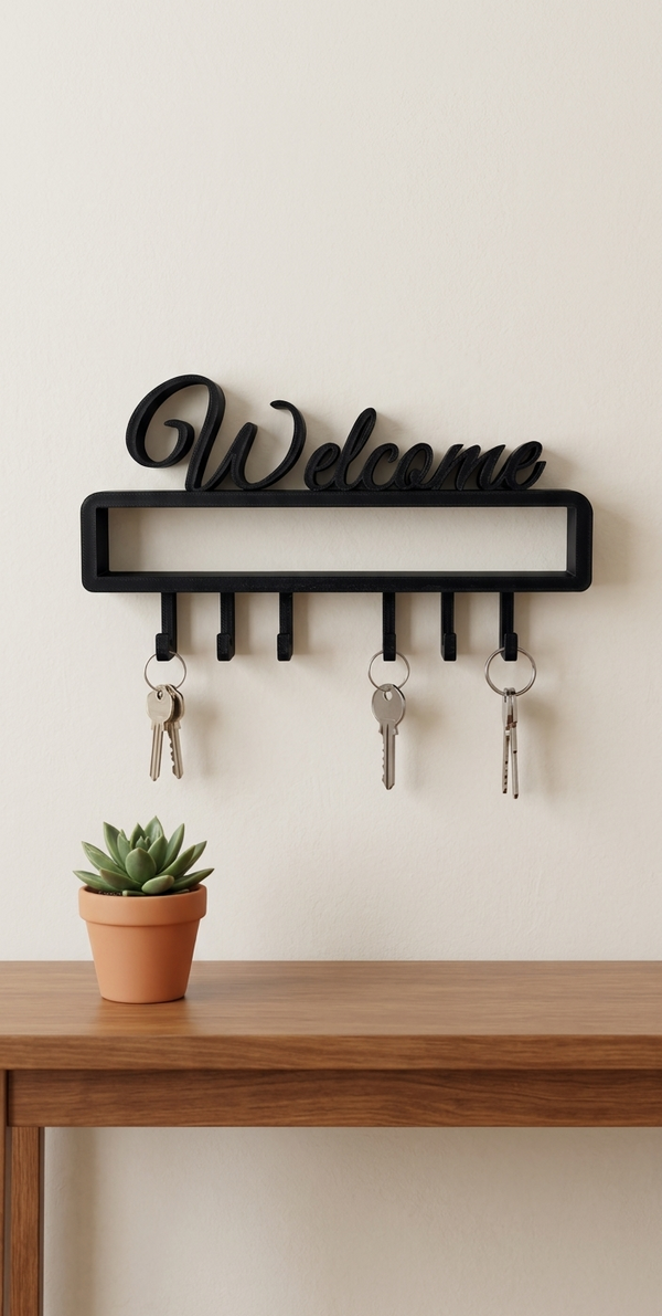 Welcome Yazılı Estetik Anahtar Askısı
